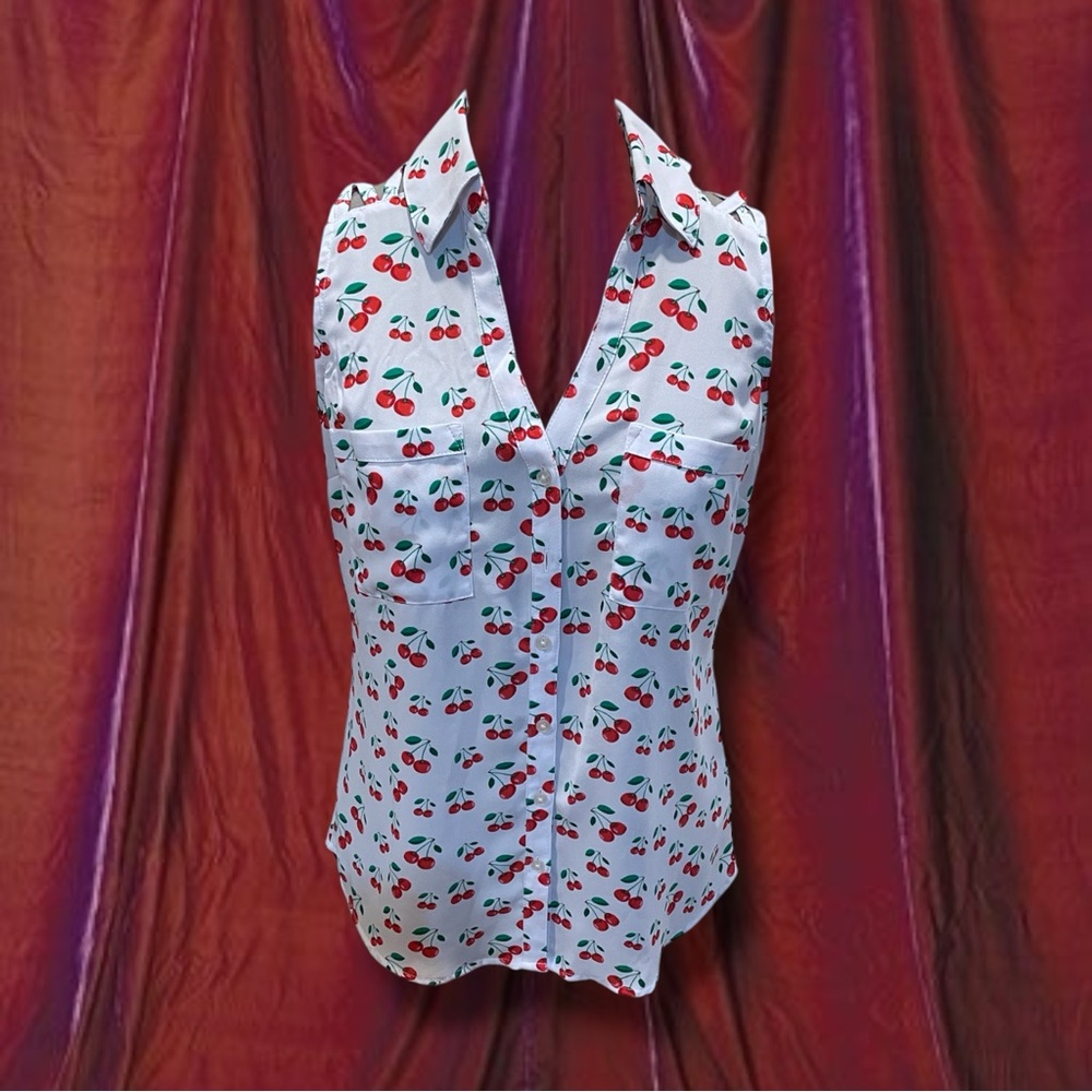 Express cherry mid 2000s button up tank top